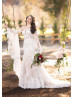 Detachable Pagoda Sleeve Strapless Sweetheart Neck Ivory Lace Tulle Wedding Dress